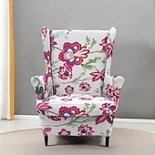 abordables Funda para silla con respaldo-Funda para sillón orejero de poliéster con estampado geométrico, a rayas y flores, para sala de estar, dormitorio y oficina en casa.