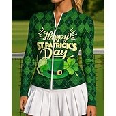 abordables Camisa de Mujer-San Patricio Mujer Clover Camisa de entrenamiento Camiseta de tenis Elegante Estampado Protección UV Elástico Tenis pepinillo Corriendo Camiseta Verde Ropa de tenis