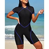 preiswerte One Pieces Rash Guards-Damen Anti UV Shirt Badeanzug Einteilige Patchwork Reißverschluss UV Schutz Hohe Elastizität Ärmellos Bademode Surfen Tauchen Schnorcheln Sommer