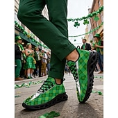  Baskets pour hommes pour la Saint-Patrick – motif trèfle vert et losanges amusant, légères, idéales pour les célébrations et les fêtes.