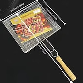 billiga Griller och matlagning utomhus-grillkorg &amp;robust metallspatel för kött, biff, räkor &amp;grönsaker, korrosionsbeständigt grillverktyg för utomhusbruk, perfekt för picknick &amp;camping