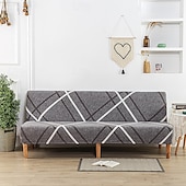 abordables Couverture du canapé Futon-Housse de canapé-lit extensible en tissu imprimé, disponible en 3 tailles différentes, housse de canapé sans accoudoirs, housse de banc élastique, protection décorative pour le Nouvel An, décoration