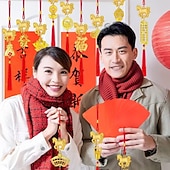 cheap Event &amp; Party Supplies-12/24 pieces 2026 Year of the Horse Hanging Ornaments Spring Festival Decorations Auspicious Pendants Tassel Accessories Wealth-Attracting Decor Home Kitchen Potted Plants Car Ornaments Horse