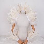 Χαμηλού Κόστους αξεσουάρ-Καθαρενικά 2026 Ρίο Καρναβάλι Σάμπα Αξεσουάρ Καρναβάλι Κόκκινο Και Κίτρινο Φτερό Στολή Σετ Μανίκι Ωμού  Καλύμματα Βραχίονα Για Μάρντι Γκρας Χορό Πάρτι Βραζιλία Φεστιβάλ Ενδυμασίας