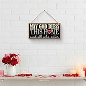 cheap Valentine's Day-Valentine's Day Minimalist Rectangular Hanging Sign with Red Heart and English Text – Lightweight Wood Wall Decor with Black Background for Room, Home, Café, Restaurant, Weddings