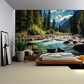 baratos Tapeçarias de Parede-tapeçaria mural com paisagem de plantas naturais, arte em tapeçaria grande, decoração de fundo fotográfico, tecido para manta, cortinas, decoração para casa, quarto e sala de estar.