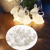 tanie Taśmy świetlne LED-Wielkanocny łańcuch świetlny z bajkowym króliczkiem, 1,5 m, 10 diod LED, zasilany bateriami, do domu, sypialni, balkonu, ogrodu, na święta i imprezy