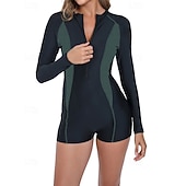 preiswerte One Pieces Rash Guards-Damen Anti UV Shirt Badeanzug Badeanzüge Patchwork Reißverschluss Ultraleicht (UL) UV Schutz Elastisch Langarm Bademode Surfen Schnorcheln Frühling