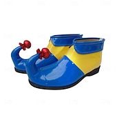 abordables Zapatos de hombre-Zapatos de payaso a rayas de Mardi Gras para hombres rojos y amarillos punta puntiaguda con tacón curvado divertido ajuste cómodo perfectos para carnaval y disfraces de payaso