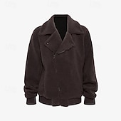 preiswerte Lässige Jacken-Herren Wintermantel Fleecejacke Freizeitjacke Lässig Täglich Thermowarm Tasche Vollreißverschluss Herbst Winter Einfarbig Streetwear Täglich Fallendes Revers Regulär Schwarz Jacken