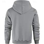economico felpe con cappuccio da uomo di base-Per uomo Felpa con cappuccio Maglione Felpa con cappuccio e zip corta Felpa con cappuccio in pile Grigio chiaro Con Cappuccio Semplice Tasca Quotidiano Sport &amp; Outdoor Ferie Streetwear Abbigliamento