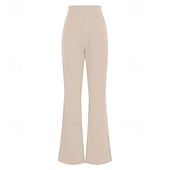 preiswerte Anzughosen für Damen-Damen Weite Hosenbeine Chinos Urlaub Streetwear Lässig Volle Länge Mittlere Taillenlinie Einfach Elastischer Bund Bequem Dehnbar Täglich Outdoor Urlaub Dunkelbraun Dunkelgrau Aprikose Schwarz
