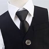 economico Abiti e Outfit per Portatori di Fedi-Completo da fedi nuziali per bambini, 4 pezzi, blazer &amp;gilet &amp; pantaloni  &amp;cravatta ragazzo abito formale casual esterno festa moda fresco basic tinta unita blu nero poliestere