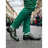 Χαμηλού Κόστους Ανδρικά υποδήματα-Ανδρικά πράσινα παπούτσια με λουράκια μοναχού και λεπτομέρειες brogue, κομψά επίσημα υποδήματα για γάμους, επαγγελματικά πάρτι και εμφανίσεις για την ημέρα του Αγίου Πατρικίου