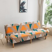 abordables Couverture du canapé Futon-Housse de canapé-lit extensible en tissu imprimé, disponible en 3 tailles différentes, housse de canapé sans accoudoirs, housse de banc élastique, protection décorative pour le Nouvel An, décoration