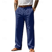 levne podnikání-Pánské Bavlněné plátěné kalhoty Kalhoty Letní kalhoty Volné kalhoty Plážové kalhoty Kapsy Pevná barva Pohodlné Prodyšné Denní Venkovní Plážové prázdniny Módní Černá Bílá Neelastické