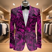 baratos Blazers Impressos Masculinos-Homens Gráfico Jaqueta Blazer Casaco Confortável Respirável Artistíco Casual Diário Traje de festa para noite Casual Bolsos Impressão 3D Botões Todas as Estações Entalhe Manga Longa Azul Roxo Cinzento