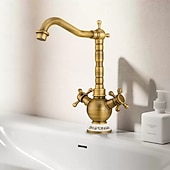 Недорогие Смесители для раковины в ванной-Ванная раковина кран - Вращающийся Хром Внешнее крепление Две ручки одно отверстиеBath Taps