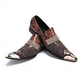 billiga Premium läder Loafers-Herr Tofflor och Slip-Ons Formella skor Finskor Promenad Läder Italienskt fullkornigt kohud Bekväm Halksäker Loafers Röd Brun