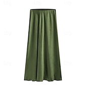 abordables Jupes décontractées-Femmes Élégant Mode Maxi Taille haute Jupes Uni Fendu Micro-Élastique Quotidien Rue Vert pomme Noir Champagne Vert Véronèse Été