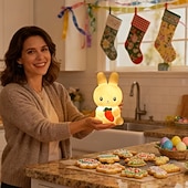 abordables 123496-veilleuse lapin de Pâques mignonne, lampe lapin lumineuse à piles, décoration pour la chambre, la table de chevet ou le salon pendant les fêtes