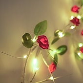 cheap Battery String Lights-1.8M 48 LED Beads Artificial Rose Vine String Lights, Waterproof with Timer, AAA Battery Box, Indoor/Outdoor Bedroom, Living Room, Garden, Party, Wedding, Holiday Decoration