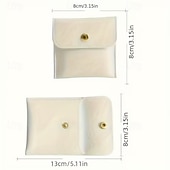 お買い得  収納＆整理-スナップデザインのPUレザージュエリー収納バッグ10個入り。3.15 x 3.15インチ。リング、ネックレス、様々な色のアクセサリーの収納に最適です。