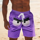  Per uomo Illusione ottica Fantasia "Cartone 3D" Volto umano Costumi da bagno Pantaloncini da mare Pantaloncini da Surf Misura del girovita medio Divertente Camicia hawaiana Vacanza al Mare Tasche