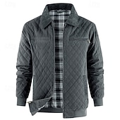 economico Giubbotti e cappotti da uomo-Per uomo Cappotto Invernale Giacca trapuntata Giacca Casual Casuale Quotidiano Calore Termico Tasca Cerniera completa Autunno Inverno Semplice Streetwear Quotidiano Collo ripiegato Regolare Nero