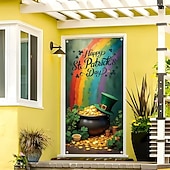 cheap Garage &amp; Door Banners-St. Patrick's Day Posters Door Cover Outdoor Banners Gold coin Green Hat Shamrock Cute 3D Party Dorm Teens Room College Dorm Guys Man Cave Frat Bedroom Shooting Backgrounds Home Decor