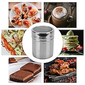 halpa Keittiövälineet ja -laitteet-tomusokerisirotin, pölypurkki ruostumattomasta teräksestä, pölypurkki hienosilmäinen jauhepurkki kannella, jauhoannostelija suklaajauheelle, leivontatarvikkeet, keittiötarvikkeet