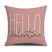 baratos Cuscini, inserti e coperture-Valentine's Day Throw Pillow Cover, Holiday Letter Print Cushion for Sofa, Home Decor, Cozy Decorative Pillow for Living Room, Bedroom, and Office