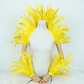 Χαμηλού Κόστους αξεσουάρ-Καθαρενικά 2026 Ρίο Καρναβάλι Σάμπα Αξεσουάρ Καρναβάλι Κόκκινο Και Κίτρινο Φτερό Στολή Σετ Μανίκι Ωμού  Καλύμματα Βραχίονα Για Μάρντι Γκρας Χορό Πάρτι Βραζιλία Φεστιβάλ Ενδυμασίας