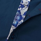 economico camicia da uomo con bottoni-Per uomo Camicia Camicia Estiva Camicia con Bottoni Nero Bianco Blu marino Azzurro Manica Corta Floreale Blocco di colori Collo ripiegato Streetwear Casuale Bottonato Abbigliamento Poliestere Sport