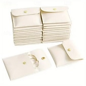 お買い得  収納＆整理-スナップデザインのPUレザージュエリー収納バッグ10個入り。3.15 x 3.15インチ。リング、ネックレス、様々な色のアクセサリーの収納に最適です。