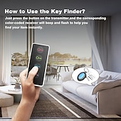 tanie Czujniki i alarmy-lokalizator kluczy z 4 odbiornikami, lokalizator przedmiotów RF o zasięgu 100 stóp &amp;głośny sygnał dźwiękowy, bezprzewodowy portfel, zwierzę i zdalny lokalizator ze stacją bazową, świetny prezent dla