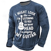  I Might Look Like Im Listening To You But In My Head Im Playing My Guitar Funny Slogan Long Sleeve T-Shirt Mens Vintage Musical Graphic Tee Humorous Musician Gift Tops Clothing Apparel S M L XL XXL XX