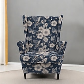abordables Funda para silla con respaldo-Funda para sillón orejero de poliéster con estampado geométrico, a rayas y flores, para sala de estar, dormitorio y oficina en casa.
