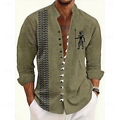 economico Camicia vintage-Per uomo Etnico Popoli indigeni Camicia Camicia con colletto alla coreana Manica Lunga Vintage Retrò Casuale Vacanza Primavera Autunno Collo alla coreana Colletto alla coreana Bottonato Camicia tipo