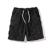 cheap Casual Shorts-Men's Shorts Casual Shorts Pocket Elastic Waist Fleece Plain Warm Breathable Knee Length Outdoor Vacation Daily Wear Vacation Fashion Black Gray Micro-elastic