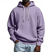 abordables sweats à capuche basiques pour hommes-Homme Sweat à capuche Sweat à capuche gaufré Violet Gris Clair À capuche Uni Poche kangourou Texturé Occasionnel Quotidien Sport &amp; Loisir Streetwear Frais Vêtements de sport Printemps &amp; Automne