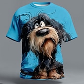  Voor heren dier Hond Grappig T-shirt Korte mouw T-shirt 3D-afdrukken Strakke ronde hals Overhemd overdreven Ontwerper Feest Feestdagen Zwart Wit Geel Zomer Lente Kleding S M L XL XXL XXXL