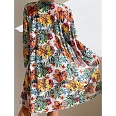 halpa 3 kpl bikinisetti-Naisten bikinit 3-osainen uimapuku palm alushousut slim selkä avoin lomaranta-asu kukkakuviolla lehtikuvio pyöreä kaula-aukkoinen hihaton uimapuku