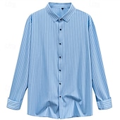 abordables camisas de hombre sin planchar-Hombre Camisa Camisa para Vestido Abotonar la camisa A Rayas Diario Negocio Bleu Ciel Negro Blanco Rojo Manga Larga Cuello Vuelto Todas las Temporadas Ropa Retazos