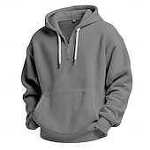 halpa miesten perushupparit-Miesten Huppari Vohvelihupparit Quarter vetoketjullinen huppari Rubiini Tumman harmaa Vaalean sininen Hupullinen Tavallinen Kengurutasku Textured Kausaliteetti Päivittäin Urheilu ja ulkoilu Katutyyli