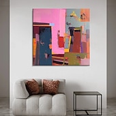 abordables Peintures Abstraites-Peinture à l'huile artisanale sur toile, décoration murale abstraite moderne de style Morandi, coloris pour la décoration intérieure, châssis entoilé ou roulée sans cadre.