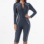 preiswerte One Pieces Rash Guards-Damen Anti UV Shirt Badeanzug Einteilige Patchwork Reißverschluss UV Schutz Hohe Elastizität Langarm Bademode Surfen Tauchen Schnorcheln Sommer