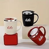 baratos Utensílios &amp; Aparelhos de Cozinha-Caneca de café em aço inoxidável 304 com tampa, 500ml (17oz), parede dupla isolada, livre de BPA e à prova de vazamentos, ideal para viagens e bebidas quentes. &amp;bebidas geladas, presente de Natal