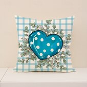 cheap Textured Throw Pillows-Valentine's Day Set Pillow Linen Plaid Print Heart Design Waist Cushion Decorative Throw Pillow Sofa Cover for Living Room Home Decor Bedside Cushion