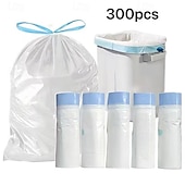 halpa Keittiövälineet ja -laitteet-300 kpl erittäin paksuja kiristysnyörillä varustettuja roskapusseja, repeämättömät, hajuja estävät roskapussit, 4–15 gallonan (15–60 l) vakiokoko kotiin, toimistoon ja lemmikkien jätöksiin